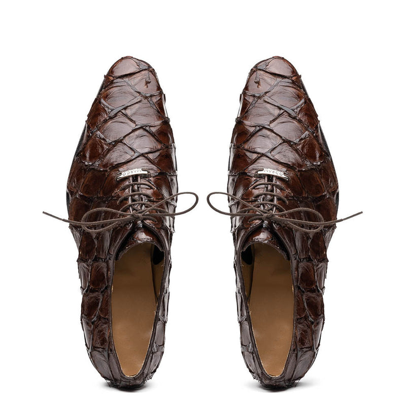 Marco Di Milano Criss Exotic Pirarucu Leather Brown Oxfords (MDM1027)-AmbrogioShoes