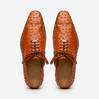 Marco Di Milano Criss Men's Shoes Brandy Exotic Ostrich Quill Oxfords (MDM1073)-AmbrogioShoes