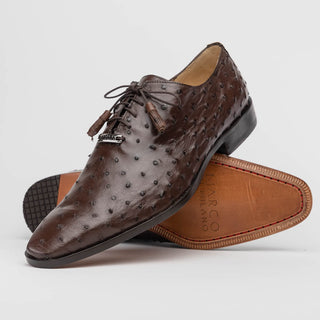 Marco Di Milano Criss Men's Shoes Exotic Brown Ostrich Quill Oxfords (MDM1073)-AmbrogioShoes