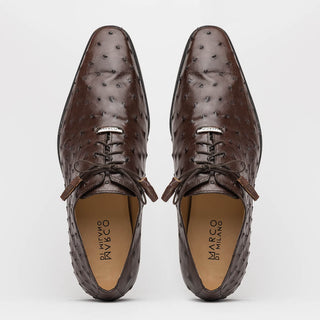Marco Di Milano Criss Men's Shoes Exotic Brown Ostrich Quill Oxfords (MDM1073)-AmbrogioShoes