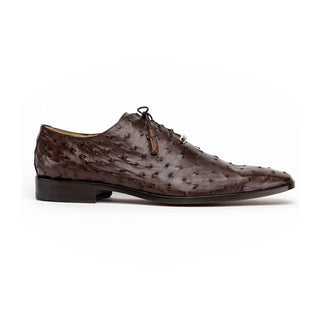 Marco Di Milano Criss Men's Shoes Exotic Brown Ostrich Quill Oxfords (MDM1073)-AmbrogioShoes