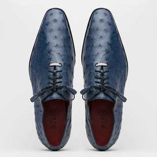 Marco Di Milano Criss Men's Shoes Navy Exotic Ostrich Quill Oxfords (MDM1073)-AmbrogioShoes