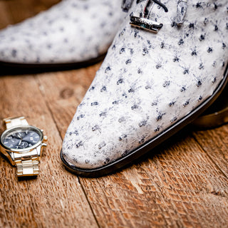 Marco Di Milano Criss Men's Shoes Newspaper Exotic Ostrich Quill Oxfords (MDM1073)-AmbrogioShoes