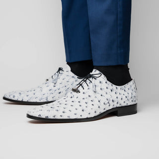 Marco Di Milano Criss Men's Shoes Newspaper Exotic Ostrich Quill Oxfords (MDM1073)-AmbrogioShoes