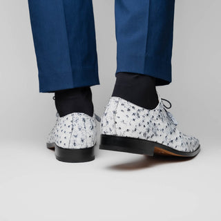 Marco Di Milano Criss Men's Shoes Newspaper Exotic Ostrich Quill Oxfords (MDM1073)-AmbrogioShoes