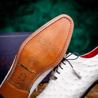 Marco Di Milano Criss Men's Shoes White Exotic Ostrich Quill Oxfords (MDM1073)-AmbrogioShoes