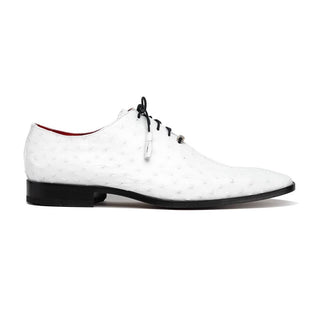 Marco Di Milano Criss Men's Shoes White Exotic Ostrich Quill Oxfords (MDM1073)-AmbrogioShoes