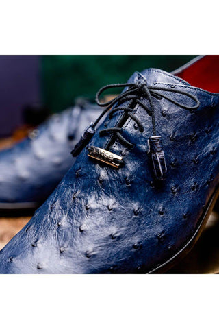 Marco Di Milano Criss Navy Exotic Ostrich Quill Oxfords (MDM1073)-AmbrogioShoes