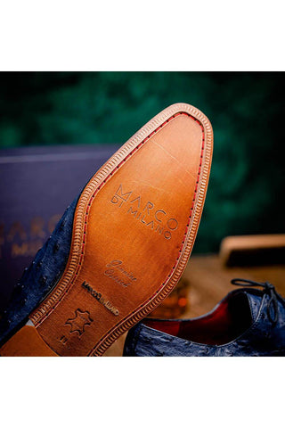 Marco Di Milano Criss Navy Exotic Ostrich Quill Oxfords (MDM1073)-AmbrogioShoes