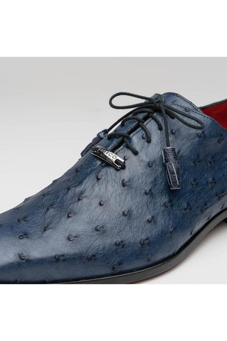 Marco Di Milano Criss Navy Exotic Ostrich Quill Oxfords (MDM1073)-AmbrogioShoes