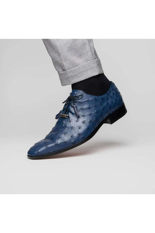 Marco Di Milano Criss Navy Exotic Ostrich Quill Oxfords (MDM1073)-AmbrogioShoes