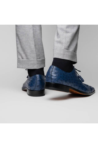 Marco Di Milano Criss Navy Exotic Ostrich Quill Oxfords (MDM1073)-AmbrogioShoes