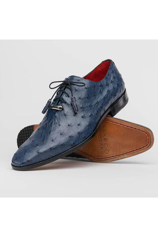 Marco Di Milano Criss Navy Exotic Ostrich Quill Oxfords (MDM1073)-AmbrogioShoes
