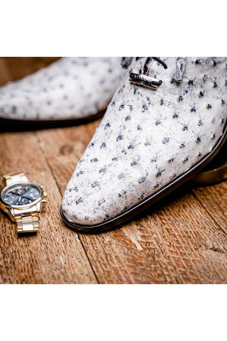 Marco Di Milano Criss Newspaper Exotic Ostrich Quill Oxfords (MDM1073)-AmbrogioShoes
