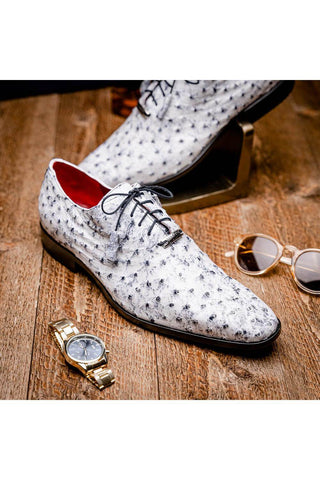 Marco Di Milano Criss Newspaper Exotic Ostrich Quill Oxfords (MDM1073)-AmbrogioShoes
