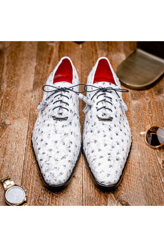 Marco Di Milano Criss Newspaper Exotic Ostrich Quill Oxfords (MDM1073)-AmbrogioShoes