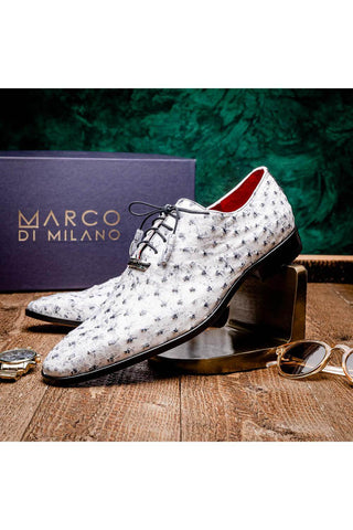 Marco Di Milano Criss Newspaper Exotic Ostrich Quill Oxfords (MDM1073)-AmbrogioShoes