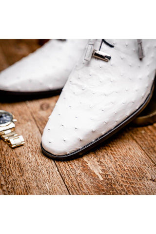Marco Di Milano Criss White Exotic Ostrich Quill Oxfords (MDM1073)-AmbrogioShoes