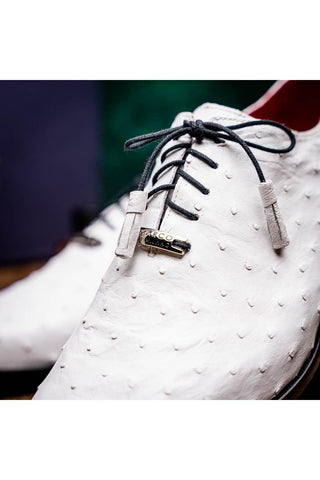 Marco Di Milano Criss White Exotic Ostrich Quill Oxfords (MDM1073)-AmbrogioShoes