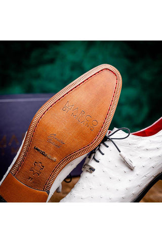 Marco Di Milano Criss White Exotic Ostrich Quill Oxfords (MDM1073)-AmbrogioShoes