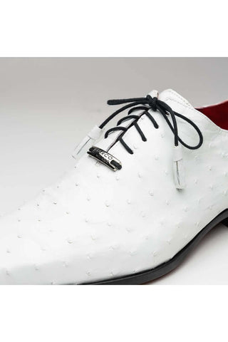 Marco Di Milano Criss White Exotic Ostrich Quill Oxfords (MDM1073)-AmbrogioShoes