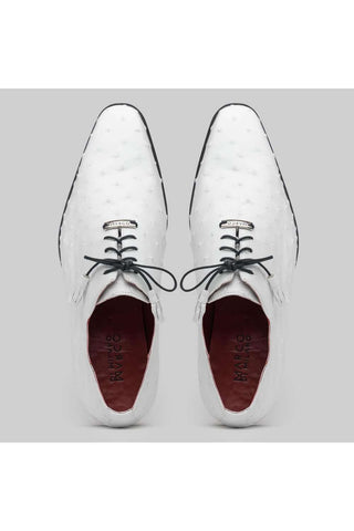 Marco Di Milano Criss White Exotic Ostrich Quill Oxfords (MDM1073)-AmbrogioShoes