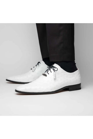 Marco Di Milano Criss White Exotic Ostrich Quill Oxfords (MDM1073)-AmbrogioShoes