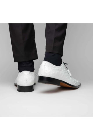 Marco Di Milano Criss White Exotic Ostrich Quill Oxfords (MDM1073)-AmbrogioShoes
