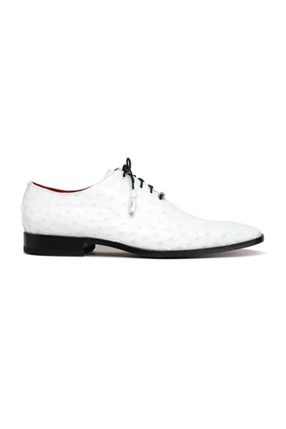 Marco Di Milano Criss White Exotic Ostrich Quill Oxfords (MDM1073)-AmbrogioShoes