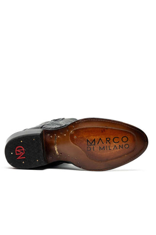 Marco Di Milano Denver Black Exotic Ostrich Skin Cowboy Boot (MDM1215)-AmbrogioShoes