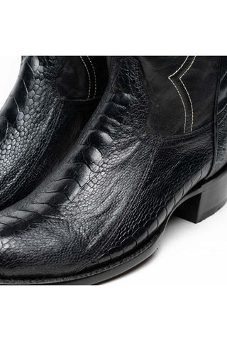 Marco Di Milano Denver Black Exotic Ostrich Skin Cowboy Boot (MDM1215)-AmbrogioShoes
