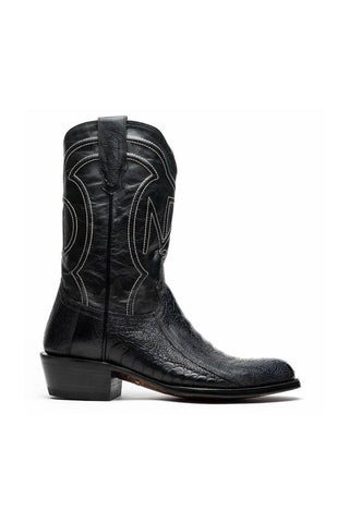 Marco Di Milano Denver Black Exotic Ostrich Skin Cowboy Boot (MDM1215)-AmbrogioShoes