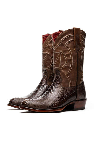 Marco Di Milano Denver Clear Brown Exotic Ostrich Skin Cowboy Boot (MDM1218)-AmbrogioShoes