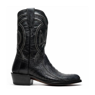 Marco Di Milano Denver Men's Shoes Black Exotic Ostrich Skin Cowboy Boot (MDM1215)-AmbrogioShoes