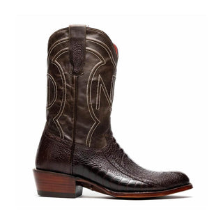 Marco Di Milano Denver Men's Shoes Brown Exotic Ostrich Skin Cowboy Boot (MDM1216)-AmbrogioShoes