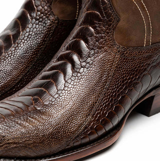 Marco Di Milano Denver Men's Shoes Clear Brown Exotic Ostrich Skin Cowboy Boot (MDM1218)-AmbrogioShoes