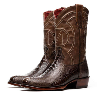 Marco Di Milano Denver Men's Shoes Clear Brown Exotic Ostrich Skin Cowboy Boot (MDM1218)-AmbrogioShoes