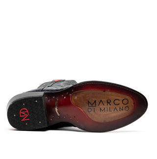 Marco Di Milano Denver Men's Shoes Red & Black Exotic Ostrich Skin Cowboy Boot (MDM1220)-AmbrogioShoes