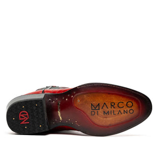 Marco Di Milano Denver Men's Shoes Red Exotic Ostrich Skin Cowboy Boot (MDM1217)-AmbrogioShoes