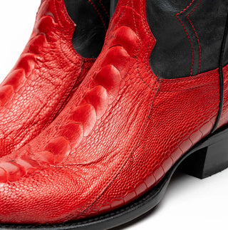 Marco Di Milano Denver Red Exotic Ostrich Skin Cowboy Boot (MDM1217)-AmbrogioShoes
