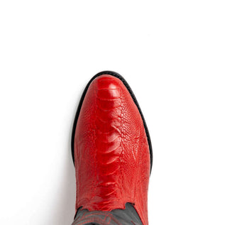 Marco Di Milano Denver Red Exotic Ostrich Skin Cowboy Boot (MDM1217)-AmbrogioShoes
