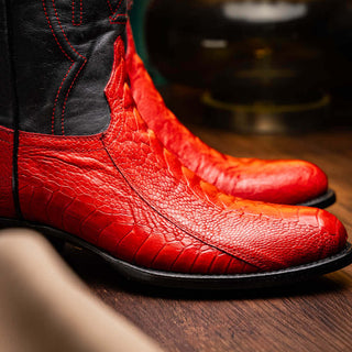 Marco Di Milano Denver Red Exotic Ostrich Skin Cowboy Boot (MDM1217)-AmbrogioShoes