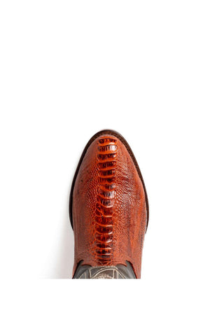 Marco Di Milano Denver Rustic Cognac Exotic Ostrich Skin Cowboy Boot (MDM1219)-AmbrogioShoes