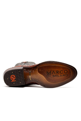 Marco Di Milano Denver Rustic Cognac Exotic Ostrich Skin Cowboy Boot (MDM1219)-AmbrogioShoes