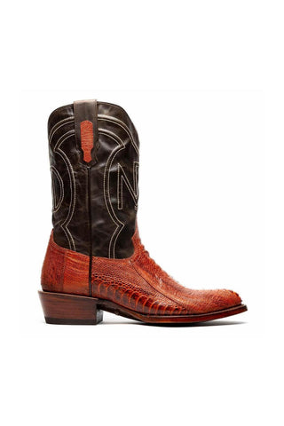 Marco Di Milano Denver Rustic Cognac Exotic Ostrich Skin Cowboy Boot (MDM1219)-AmbrogioShoes