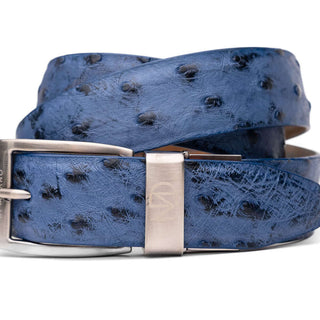 Marco Di Milano Domenico Men's Antique Navy Genuine Ostrich Skin Belts (MDMB1047)-AmbrogioShoes