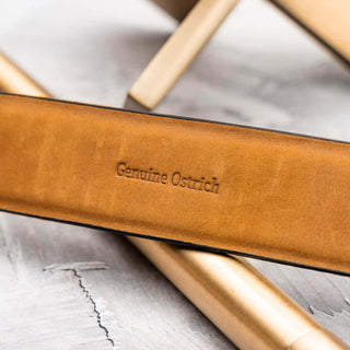 Marco Di Milano Domenico Men's Brandy Genuine Ostrich Skin Belts (MDMB1047)-AmbrogioShoes