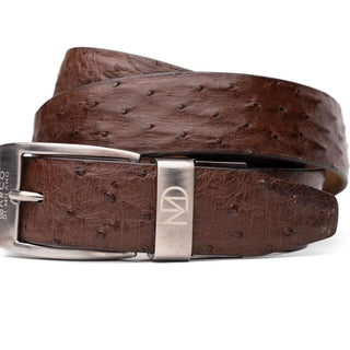 Marco Di Milano Domenico Men's Brown Genuine Ostrich Skin Belts (MDMB1047)-AmbrogioShoes