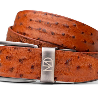 Marco Di Milano Domenico Men's Cognac Genuine Ostrich Skin Belts (MDMB1047)-AmbrogioShoes