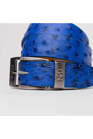 Marco Di Milano Domenico Men's Electric Blue Genuine Ostrich Skin Belts (MDMB1047)-AmbrogioShoes
